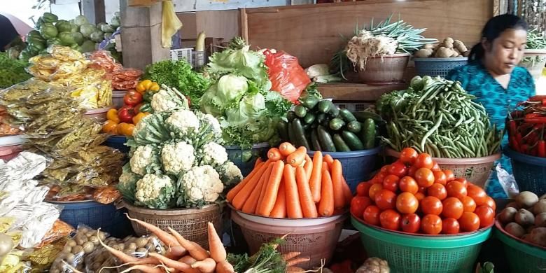 Pasar Bedugul, Kabupaten Tabanan, Bali. Bank Indonesia mewaspadai lonjakan harga pangan jelang bulan Puasa.