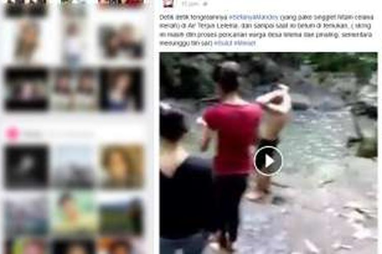 Facebook Astia yang mengunggah video rekannya yang tenggelam.