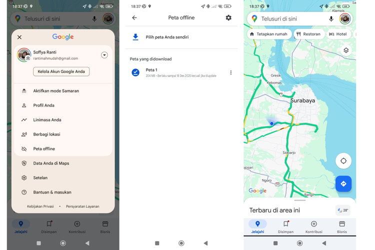  Ilustrasi cara menggunakan peta offline google maps