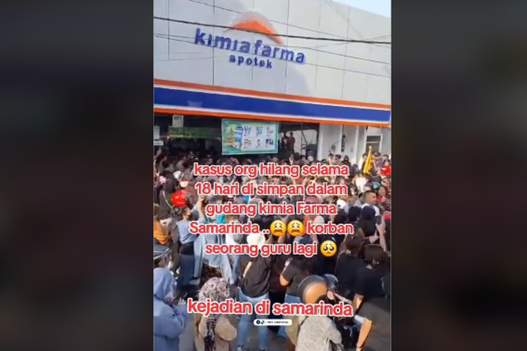 Tangkapan layar unggahan tentang kasus penemuan jenazah wanita di gudang Apotek Kimia Farma Samarinda pada 18 Februari 2024.