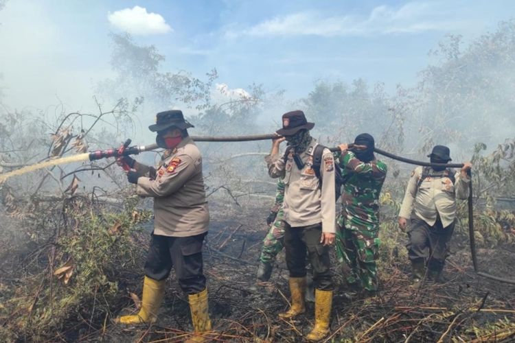 Karhutla di Bengkalis Riau, Petugas Berjibaku Padamkan Api Siang dan Malam