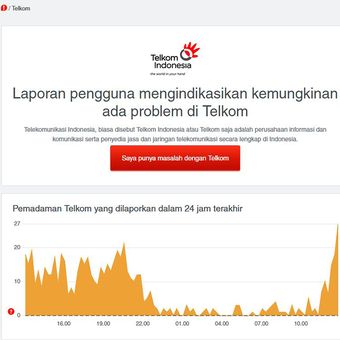 DownDetector memperlihatkan keluhan gangguan internet Indihome mulai banyak terjadi mulai pukul 11.30 WIB pada Sabtu, 25 September 2021