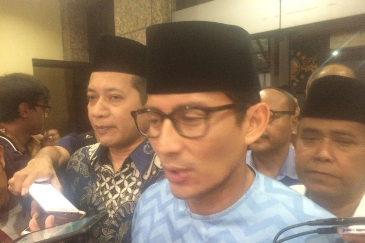 Bakal calon wakil presiden Sandiaga Salahuddin Uno di Kantor PBNU, Jakarta, Kamis (16/8/2018).