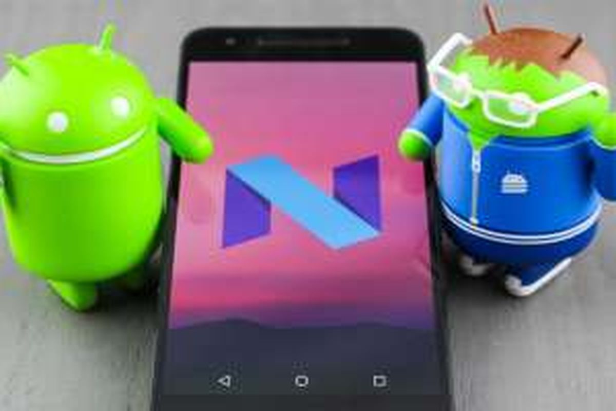 Ilustrasi sistem operasi Android N.