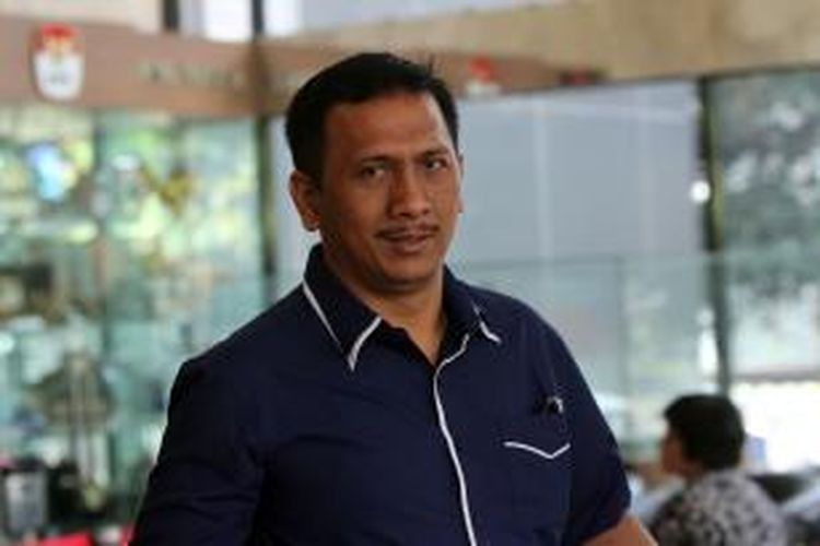 Loyalis Anas Urbaningrum, Gede Pasek Suardika, menjenguk koleganya di tahanan Komisi Pemberantasan Korupsi, Jakarta, Kamis (30/4/2015). Anas ditahan terkait dugaan suap dalam proyek Hambalang.