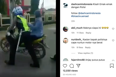 Emak-emak Ditilang, Ogah Turun dari Motor Hingga Didorong Polisi