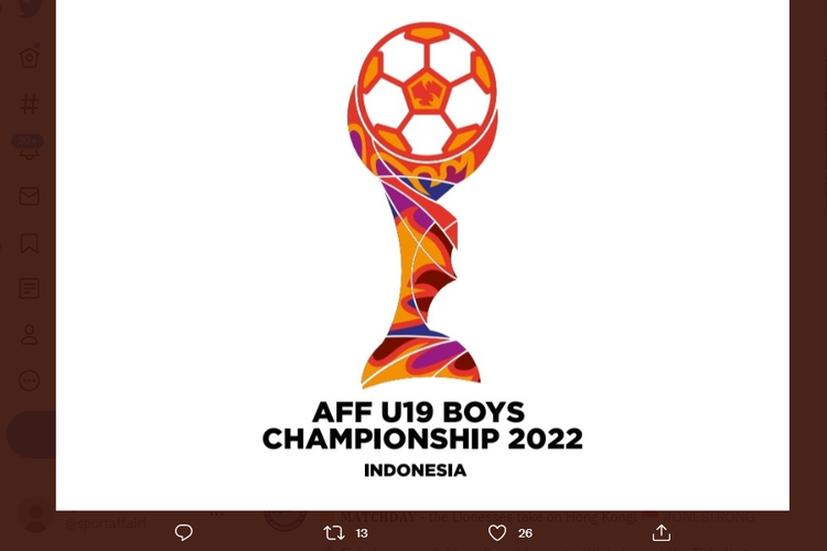 Tangkapan layar Twitter @AFFPresse yang menampilkan logo Piala AFF U19 2022 di Indonesia.