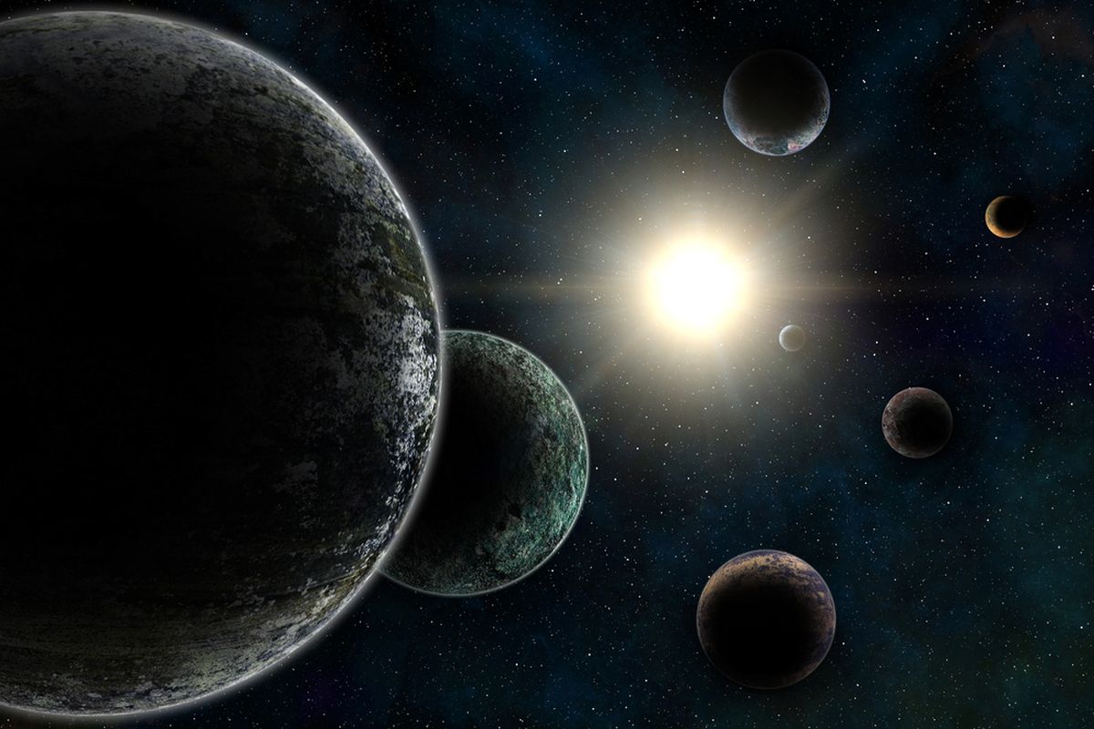 Ilustrasi exoplanet, misteri alam semesta, misi luar angkasa. Penemuan exoplanet raksasa baru.