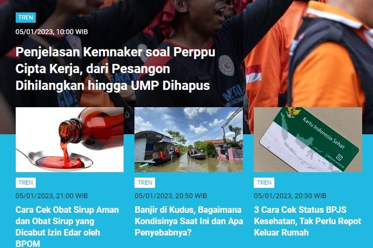 Populer Tren hingga Jumat (6/1/2023) pagi.