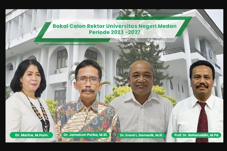 Empat bakal calon rektor Universitas Negeri Medan (Unimed) yang telah resmi mendaftar.