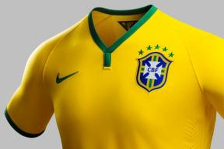 Seragam terbaru tim nasional Brasil untuk Piala Dunia 2014.