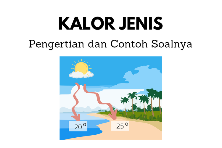 Ilustrasi perbedaan suhu di pasir pantai dan air karena sinar matahari yang sama sebab kalor jenis keduanya berbeda