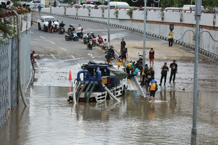 Ilustrasi banjir di Denpasar, Bali.