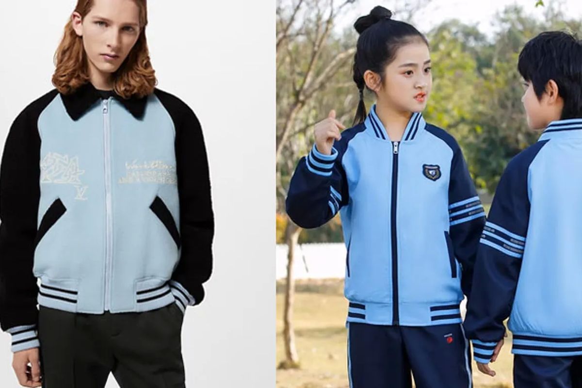 Louis Vuitton (LV) meluncurkan jaket varsity berwarna biru sebagai bagian dari Pre-Collection Spring-Summer 2024 yang mirip seragam sekolah di China.