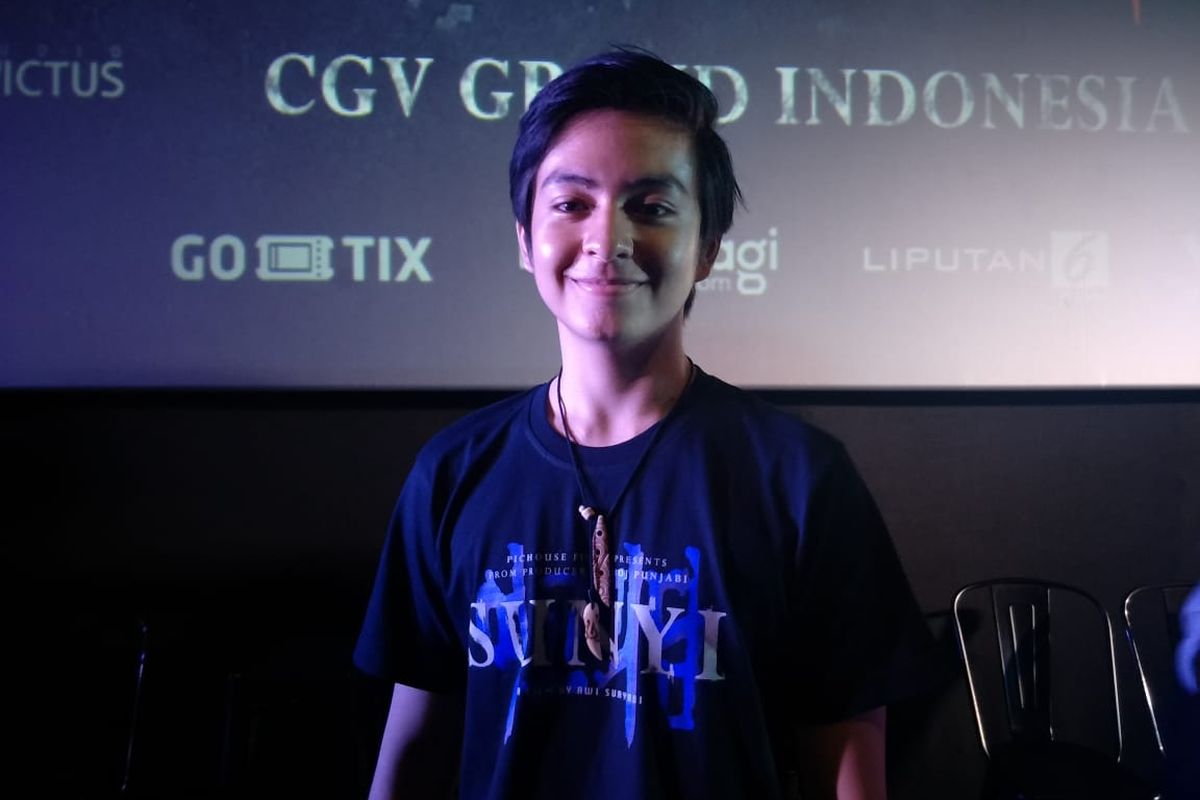 Angga Yunanda saat ditemui dalam jumpa pers dan screening film Sunyi di CGV Grand Indonesia, Thamrin, Jakarta Pusat, Selasa (2/4/2019).