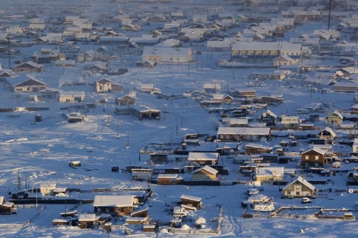 Kota terdingin di dunia Oymyakon, Siberia, Rusia.