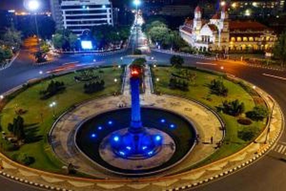 Bundaran Tugu Muda di Kota Semarang, Jawa Tengah.