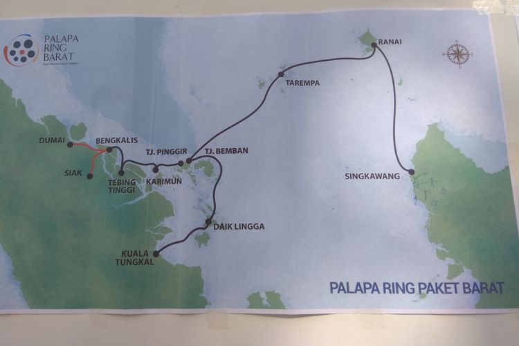 Jalur Palapa Ring Paket Barat yang telah rampung dibentangkan pada 11 Maret 2018.