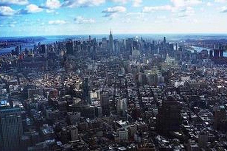 Gambar sudut kota New York diambil dari ketinggian.