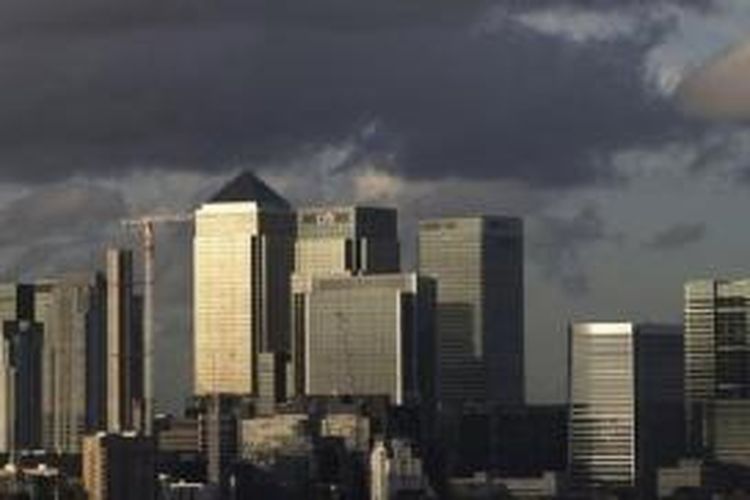 Canary Wharf, distrik keuangan dan bisnis London, Inggris.