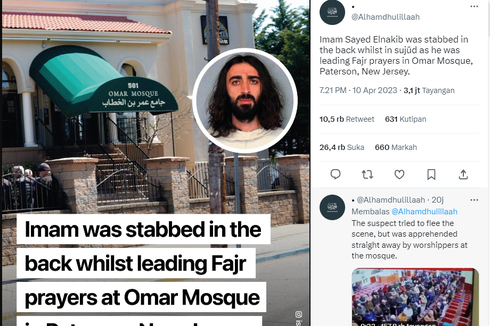 Kronologi Imam Masjid di New Jersey Ditusuk Saat Pimpin Shalat Subuh, Terduga Pelaku Diamankan