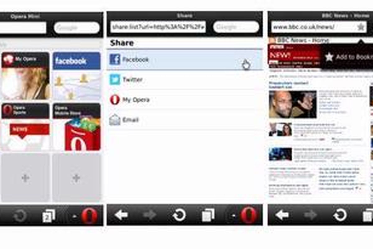 Screenshot Opera Mini di BlackBerry