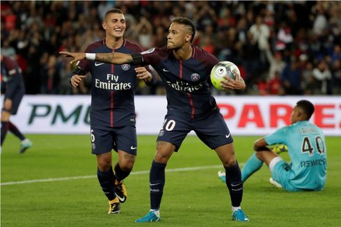 2 Gol Neymar dan Kartu Merah Verratti Warnai Kemenangan Telak PSG