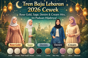 Tren Baju Lebaran 2026 Cewek: Rose Gold, Sage, Denim & Cream Lagi Hits, Ini Paduan Hijabnya!