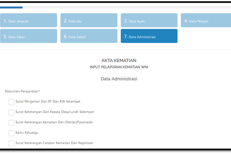 Salah satu tahap pengisian data di alpukat betawi Dukcapil Jakarta