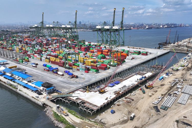 Proyek Terminal Kalibaru yang saat ini sedang dibangun di Pelabuhan Tanjung Priok.