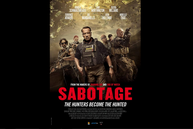 Arnold Schwarzenegger dalam film thriller Sabotage (2014).