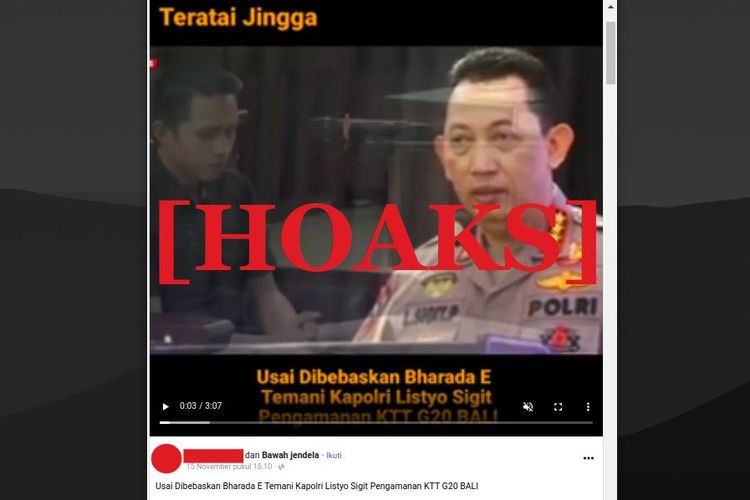 Hoaks Bharada E dibebaskan dan menemani Kapolri dalam pengamanan KTT G20