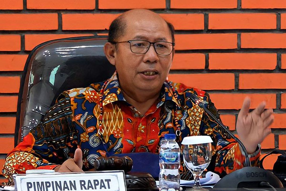 Ketua Badan Pembentukan Peraturan Daerah (Bapemperda) DPRD DKI Pantas Nainggolan dalam sebuah rapat Bapemperda DPRD DKI dengan Biro Hukum Provinsi DKI Jakarta, Kamis (4/11/2021). 