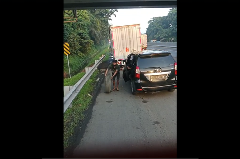 Viral Video Aksi Pencurian Ban Truk di Jalan Tol Kebon Jeruk