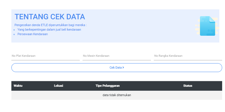 Laman resmi cek e-tilang Korlantas Polri. Tilang elektronik. Cara cek e-tilang.