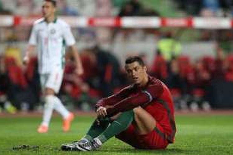 Cristiano Ronaldo gagal mencetak gol saat Portugal hadapi Bulgaria di Leiria, Jumat (25/3/2016).