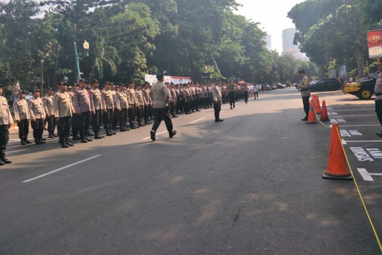 Apel pengamanan aksi pendukung Amien Rais di Mapolda Metro Jaya, Rabu (10/10/2018)