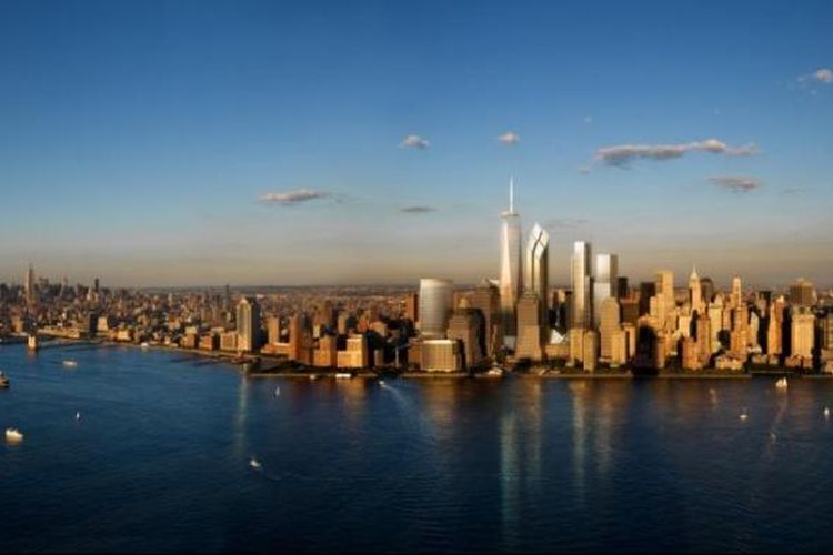 Rendering Lower Manhattan, ketika area World Trade Center rampung pada 2018. 