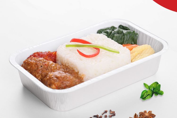 Menu makanan di Lion Air. Nasi Lemak w Ayam Rendang.