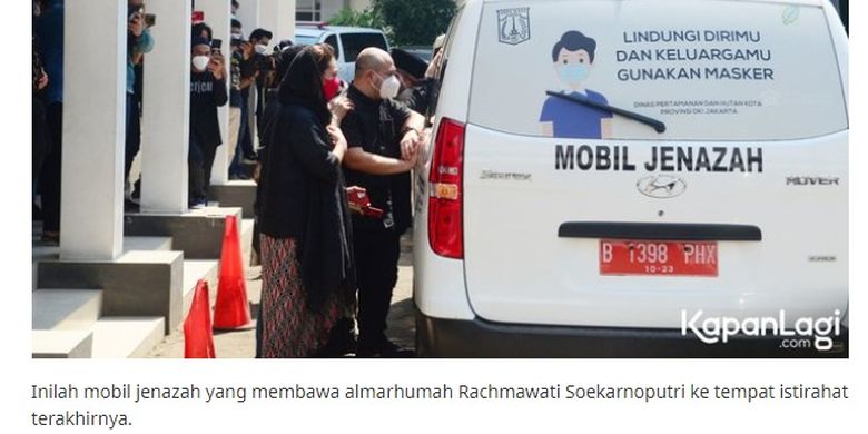 Tangkapan layar foto mobil ambulans Rachmawati Soekarnoputri di media KapanLagi.com