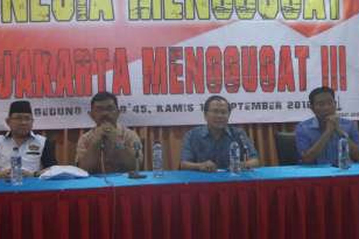 Ketua Forkabi Nachrowi Ramli, mantan Menko Maritim Rizal Ramli, dan Ketua DPW PPP DKI Abraham Lunggama dalam diskusi bertema 