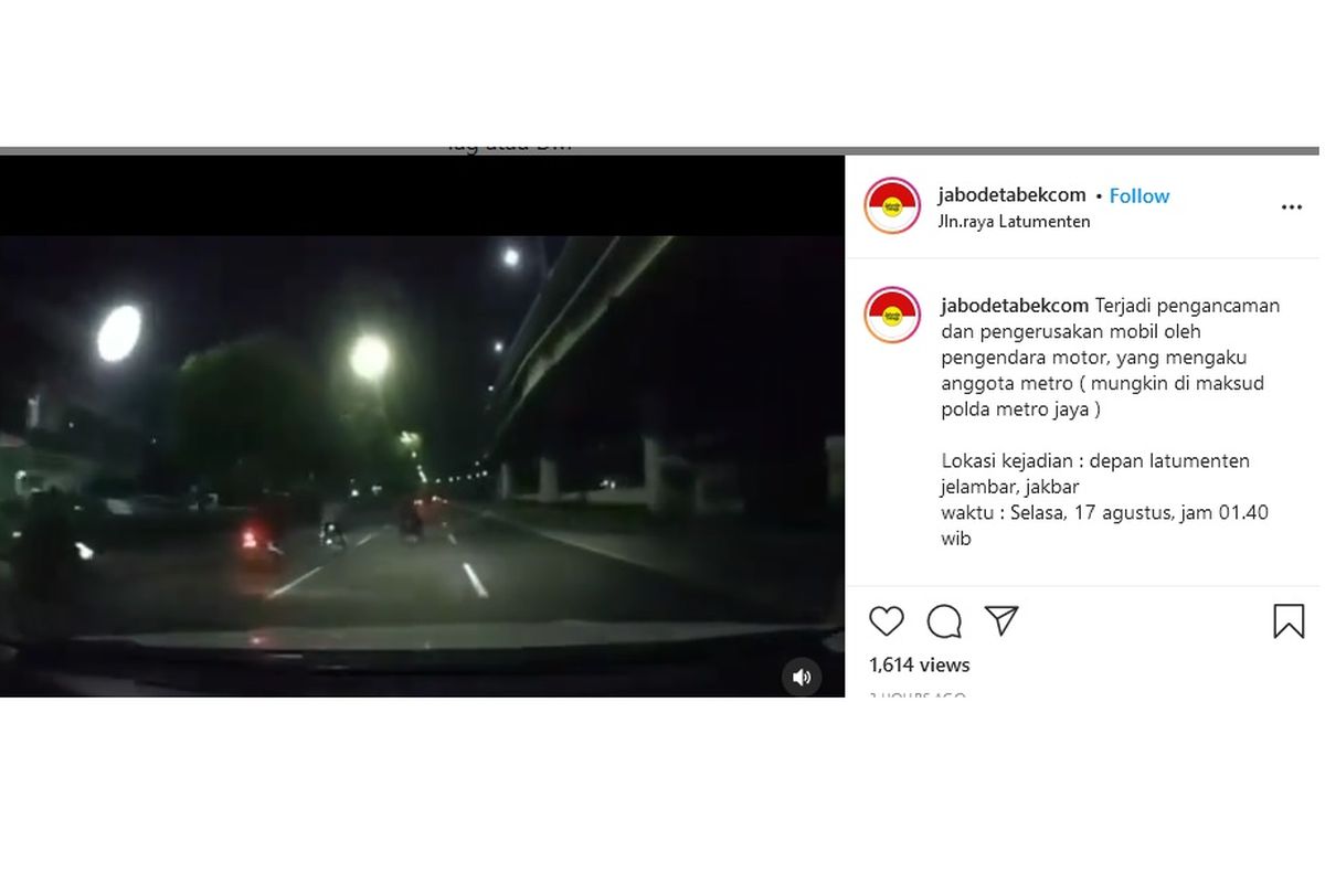 Viral video yang merekam perseteruan antara dua orang pengendara yang tengah melaju di Jalan Latumenten, Jelambar, Jakarta Barat.