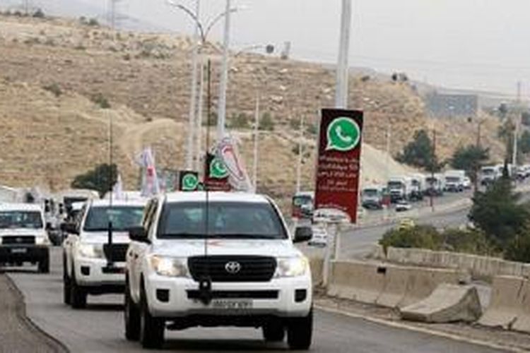 Konvoi bantuan berangkat dari Damaskus pada pagi hari untuk menuju Madaya. 