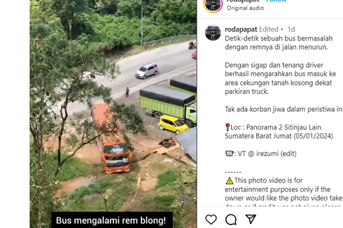 Video Viral Aksi Sopir Bus Menaklukkan Turunan Saat Alami Rem Blong