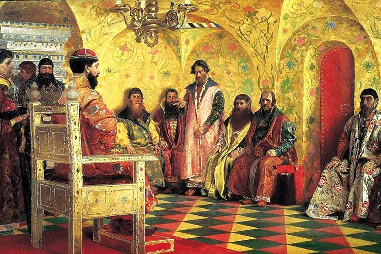 Tsar Mikhail dari Ketsaran Rusia pada sesi Boyar Duma.