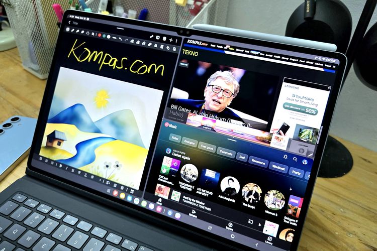 Samsung Galaxy Tab S10 Ultra punya fitur split screen hingga tiga jendela secara bawaan. Fitur ini memudahkan pengguna untuk multitasking.