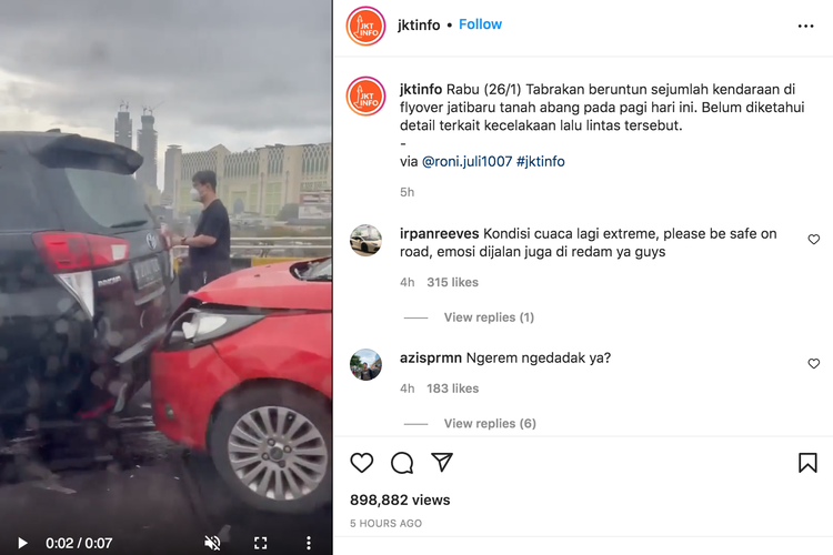 Kecelakaan beruntun di flyover Jatibaru Tanah Abang