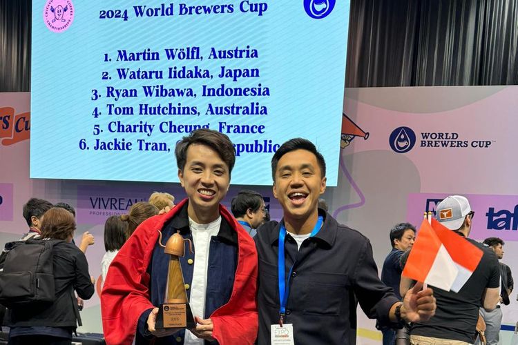 Barista asal Indonesia, Ryan Wibawa, menempati peringkat tiga World Brewers Cup 2024 di Chicago, Amerika Serikat pada Minggu (14/4/2024).