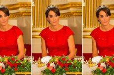Makan Malam dengan Presiden China, Kate Middleton Kenakan Gaun Merah