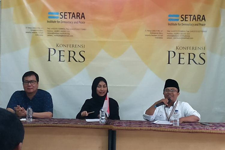 Program manager Pengawas Pusat Studi Antar Komunitas (PUSAKA) Foundation, Sudarto di Kantor SETARA Institute, Kebayoran Baru, Jakarta, Sabtu (21/12/2019).